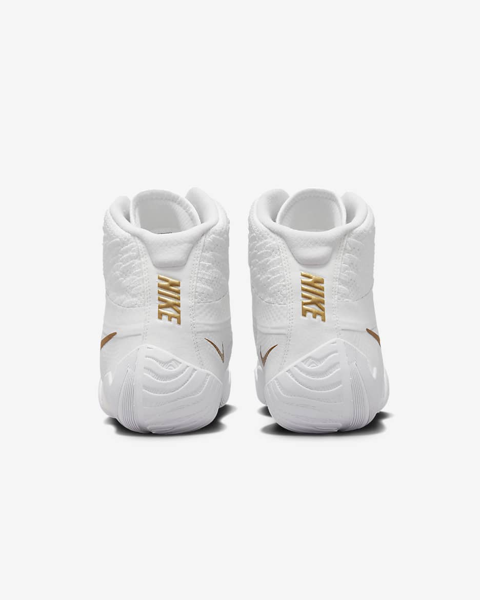 Nike white and gold wrestling shoes hotsell